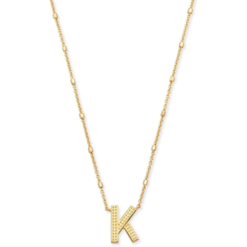 Letters K pendant necklace for women fashion jewelry 14k gold plated brass